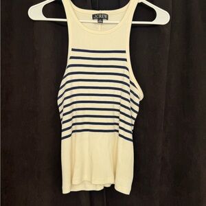 J. Crew Navy and Cream Striped Tank Top